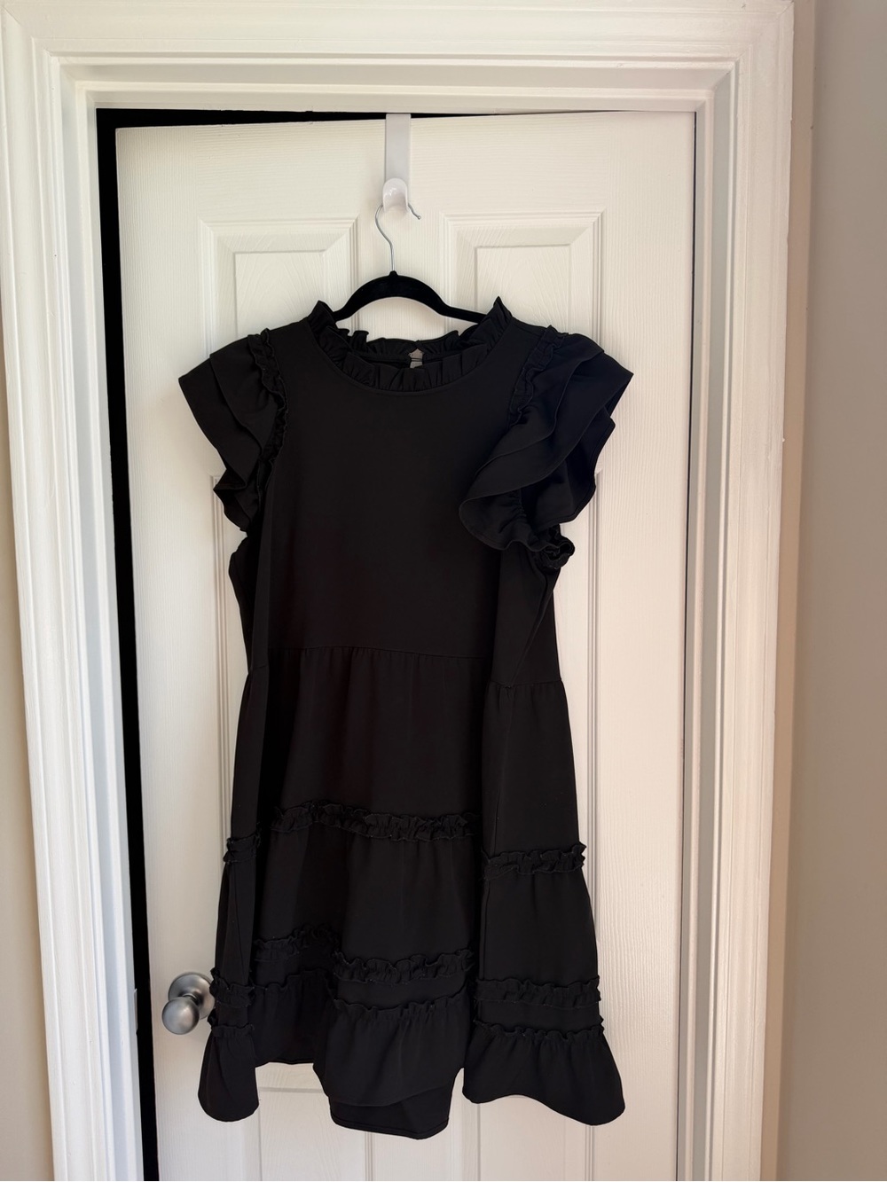 Mud Pie Black Ruffle Sleeve Tiered Dress